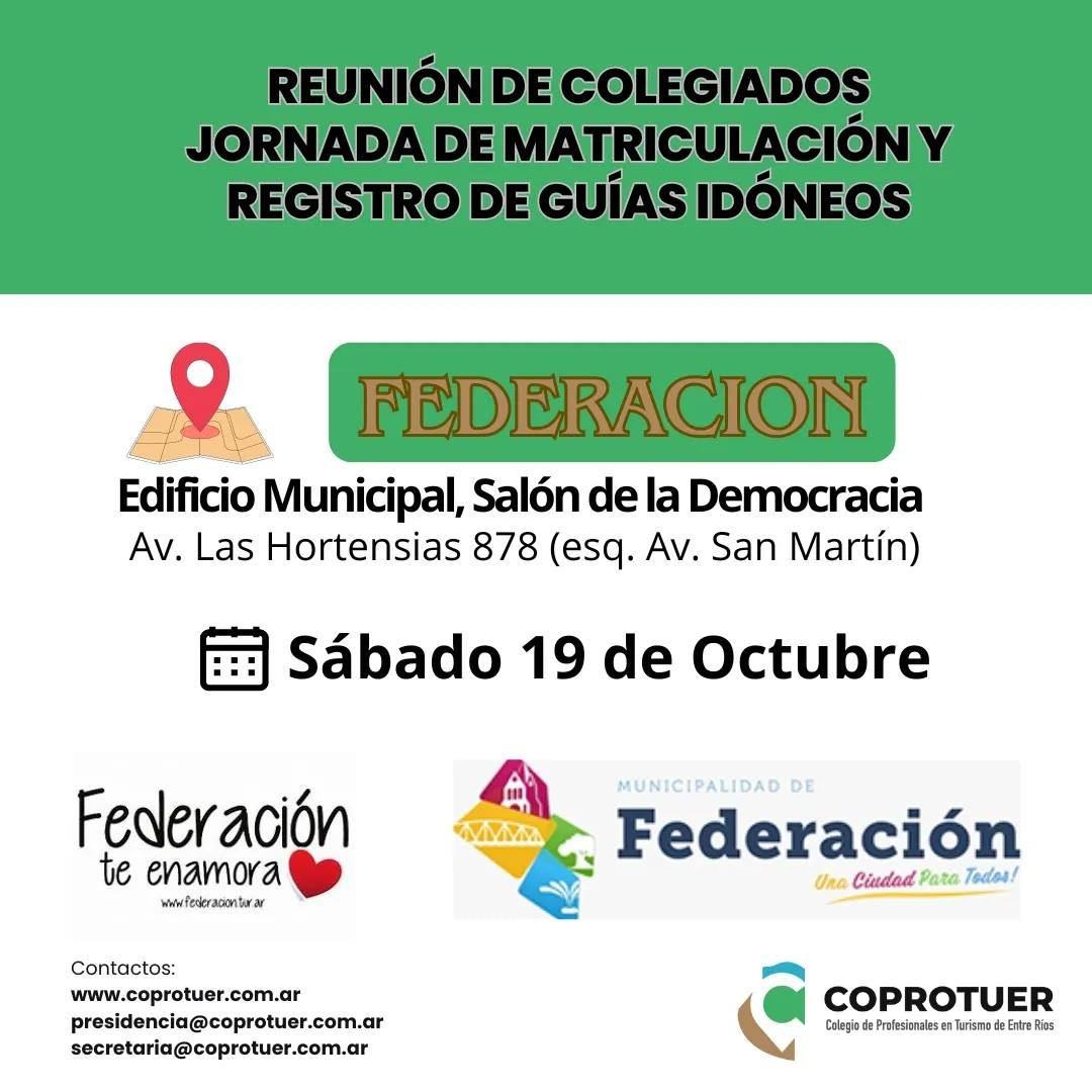 Encuentro de Matriculación y Registro del COPROTUER – Federación 19 de octubre de 2024