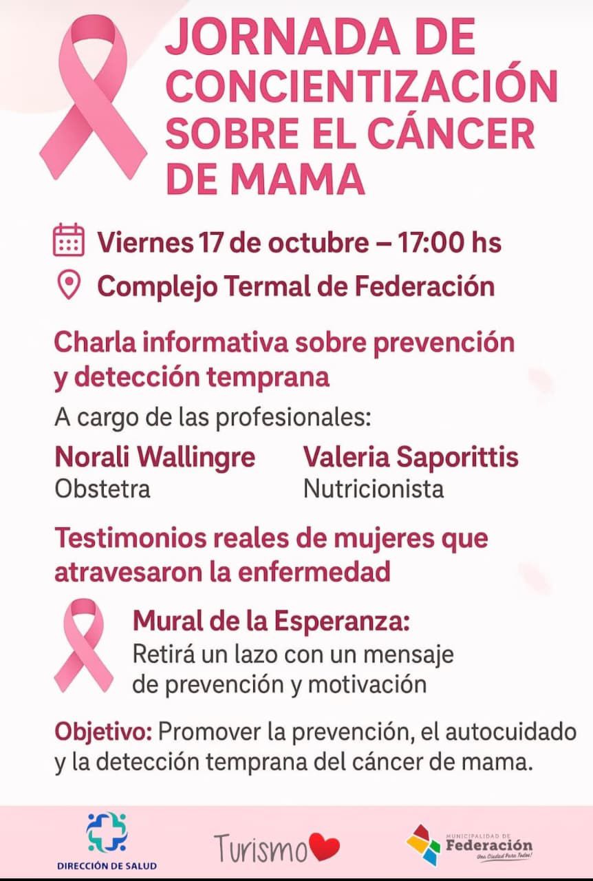 📢 INVITACIÓN ESPECIAL 📢Jornada de Concientización sobre el Cáncer de Mama en Federación