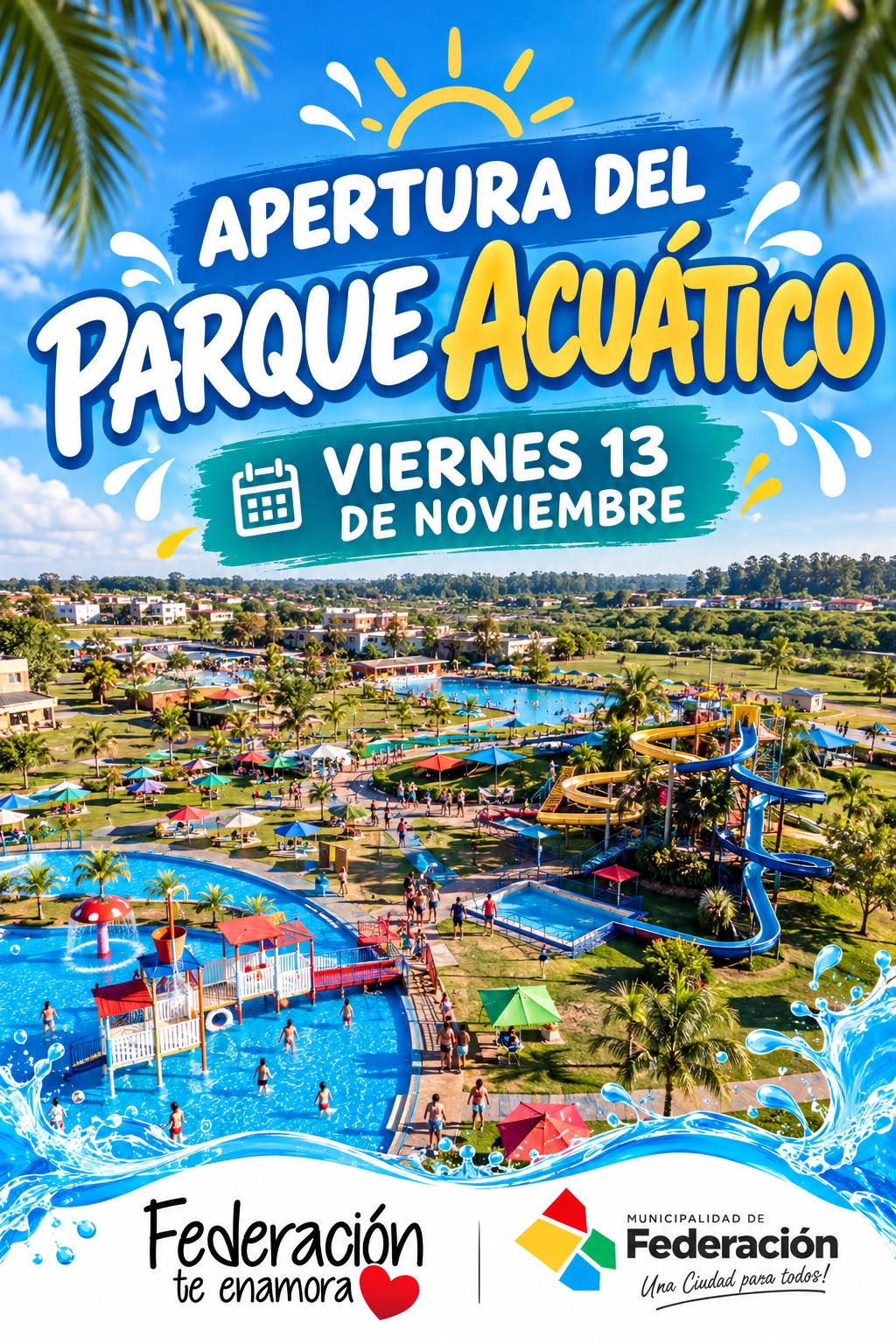 💦☀️ ¡LLEGA LA APERTURA DEL PARQUE ACUÁTICO DE FEDERACIÓN!